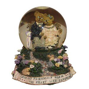 Boyds Bears Love & Friendship Snow Globe 6" Grandma Grandpa Vintage 1990's FLAWS